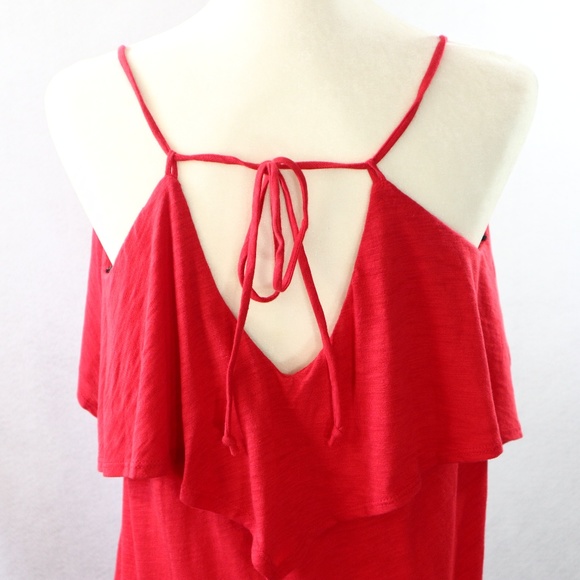 NEW HARLOWE & GRAHAM RED Ruffled Cami Top Sz M - Picture 6 of 8